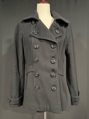 H&M Women’s Black Double-Breasted Pea Coat